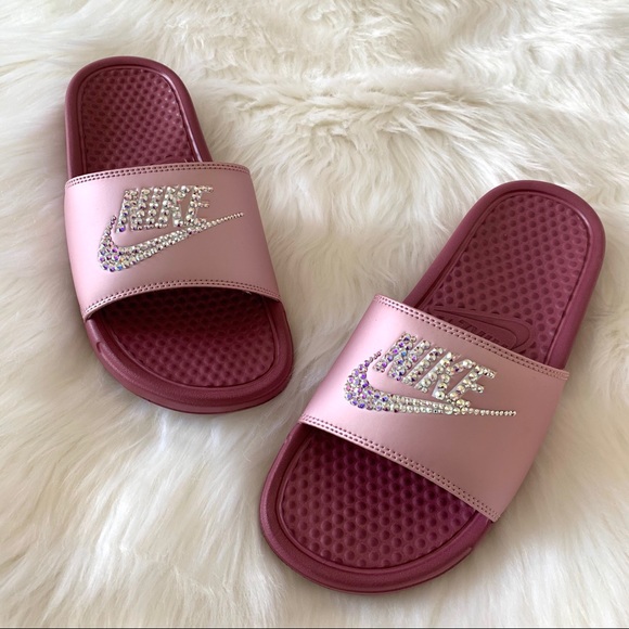 Swarovski Nike Benassi Slide Sandal Plum Metallic - Picture 4 of 6